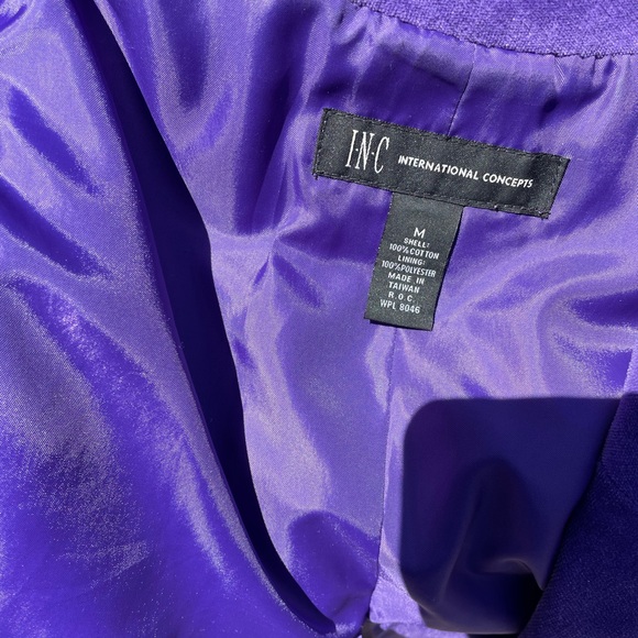 INC International Concepts Women's Violet Purple Velvet Swing Jacket Size Medium - Picture 10 of 10